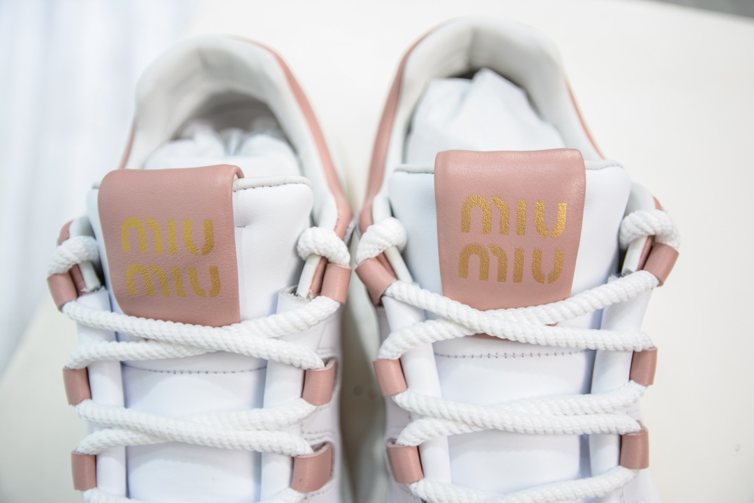 330 纯原 意大利奢侈品牌·缪缪MiuMiu Bleached Leather sneakers 漂白系列低帮板鞋