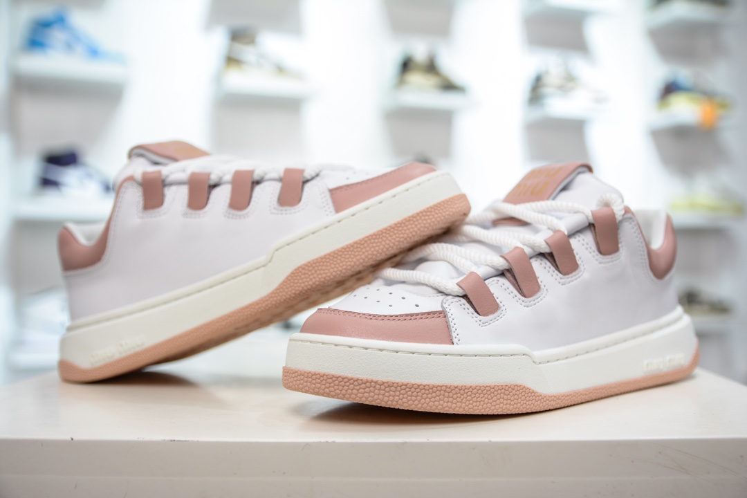 330 纯原 意大利奢侈品牌·缪缪MiuMiu Bleached Leather sneakers 漂白系列低帮板鞋