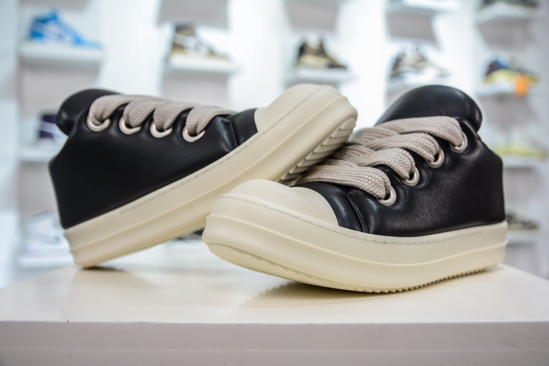 Pure original Rick Owens FW23 LUXOR Rick Owens low-top leather fashion sports sneakers bread shoes