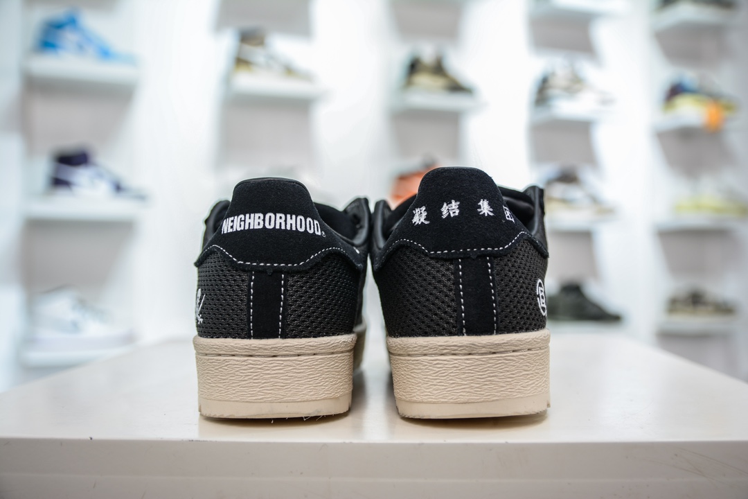 NEIGHBORHOOD x CLOT x Adidas Originals Superstar three-party joint black shell head IE8879