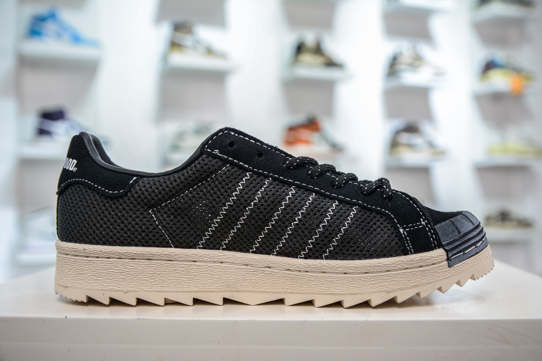 NEIGHBORHOOD x CLOT x Adidas Originals Superstar three-party joint black shell head IE8879