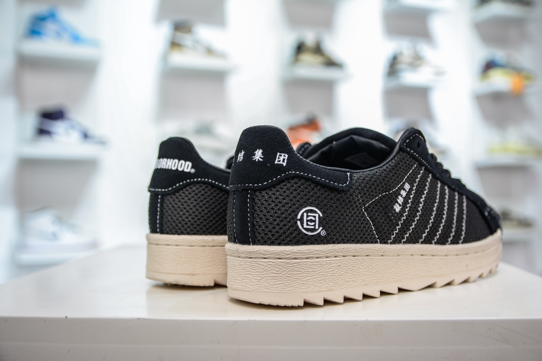 NEIGHBORHOOD x CLOT x Adidas Originals Superstar three-party joint black shell head IE8879