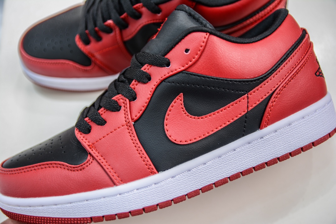 T version pure original Air Jordan AJ1 Low low-top red and black reverse forbidden to wear 553558-606