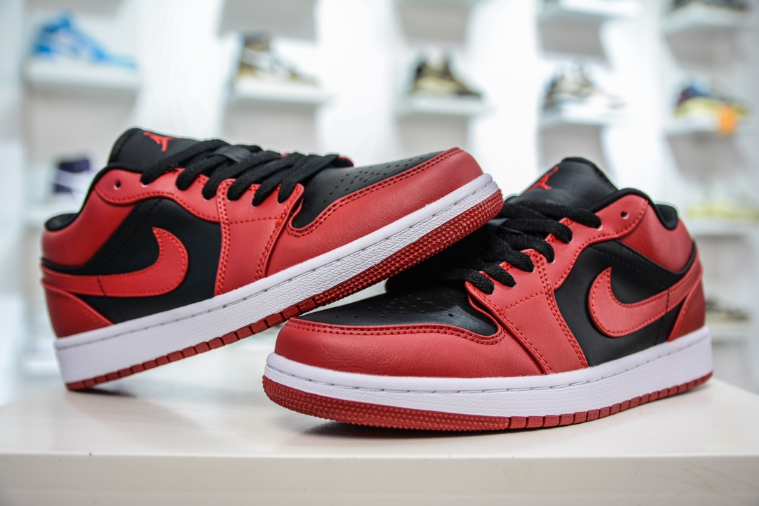 T version pure original Air Jordan AJ1 Low low-top red and black reverse forbidden to wear 553558-606