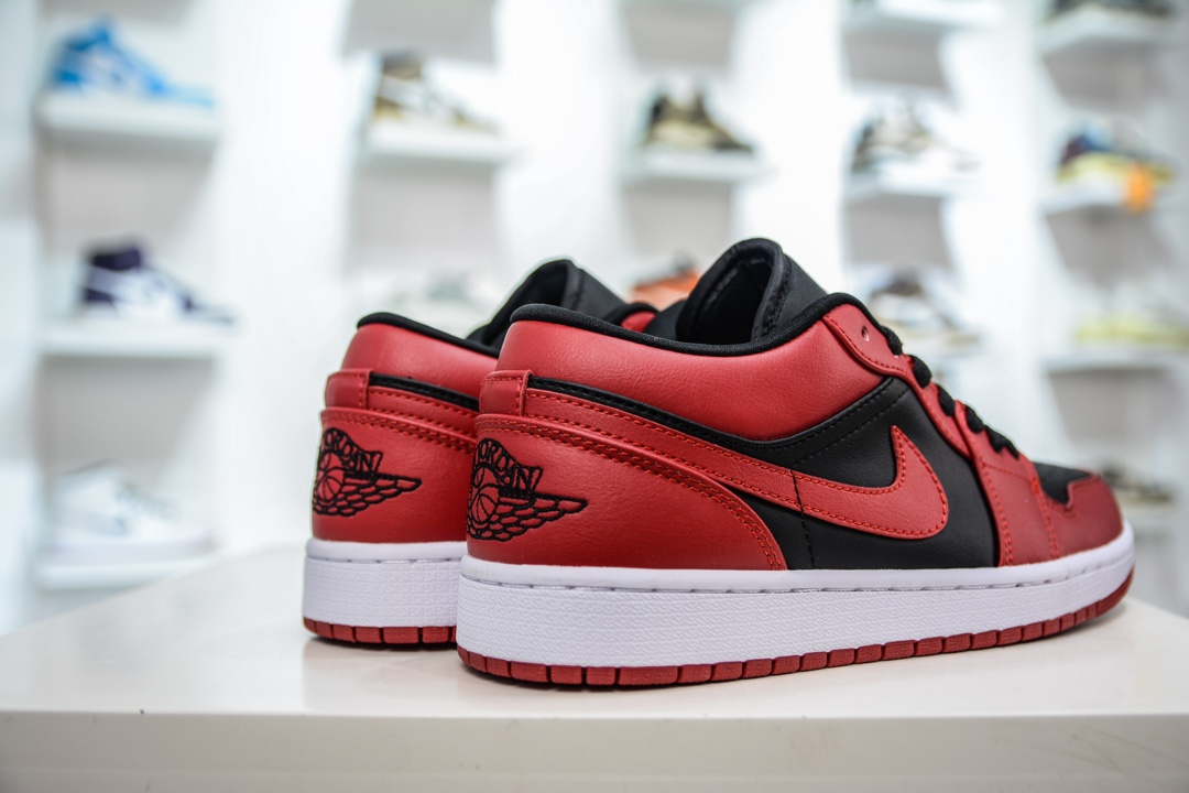 T version pure original Air Jordan AJ1 Low low-top red and black reverse forbidden to wear 553558-606