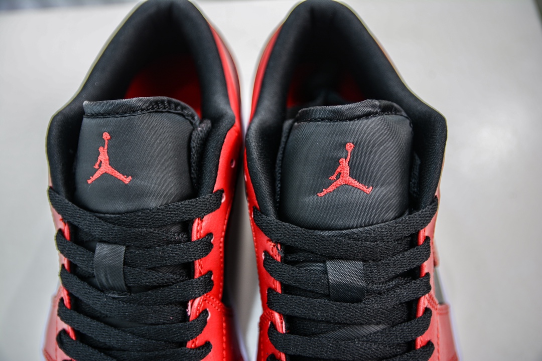 T version pure original Air Jordan AJ1 Low low-top red and black reverse forbidden to wear 553558-606