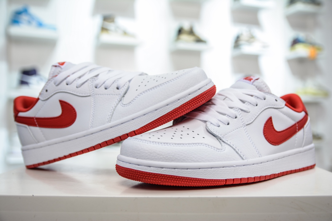 T version of the original Air Jordan AJ1 Low low-top white and red hook CZ0790-161