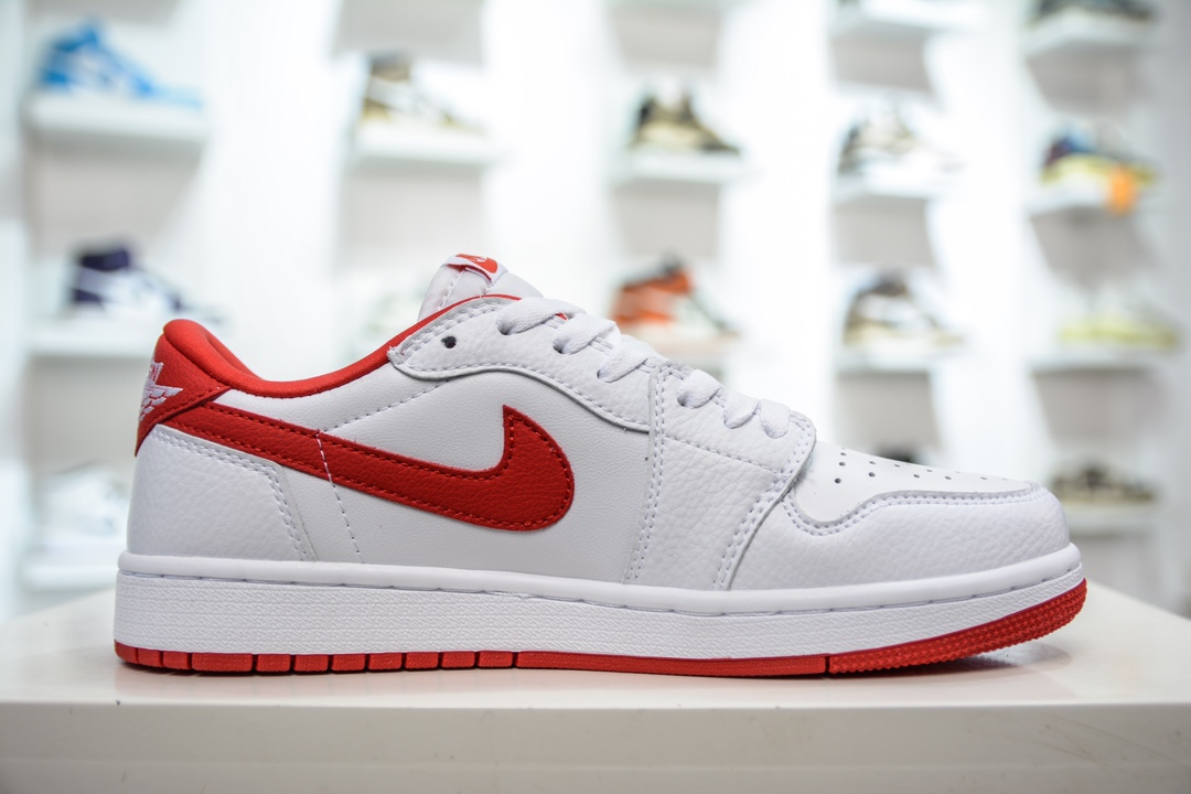 T version of the original Air Jordan AJ1 Low low-top white and red hook CZ0790-161