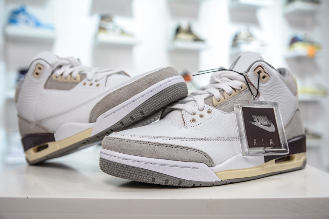 LJ version of the pure original A Ma Mani¨¦re x Air Jordan AJ3 Retro AMM joint white purple gray DH3434-110