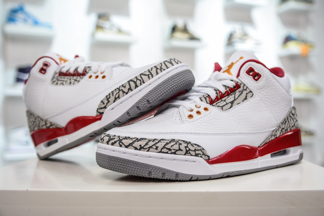 LJ version of the original Jordan Air Jordan 3 retro ”cardinal red” Cardinal anti-slip CT8532-126