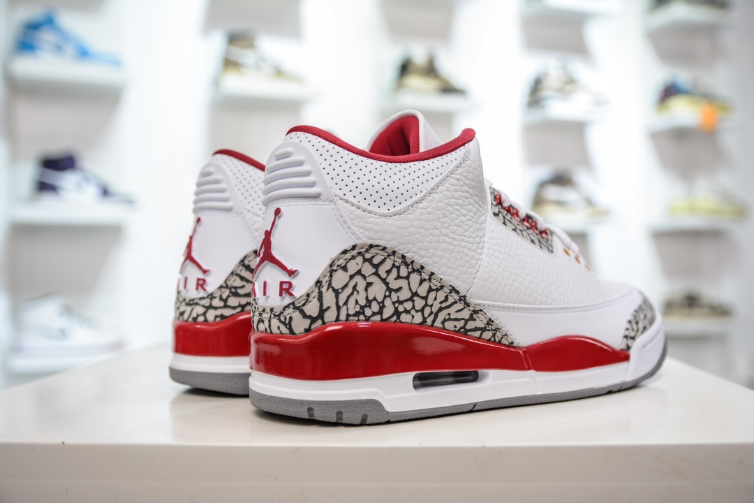 LJ version of the original Jordan Air Jordan 3 retro ”cardinal red” Cardinal anti-slip CT8532-126