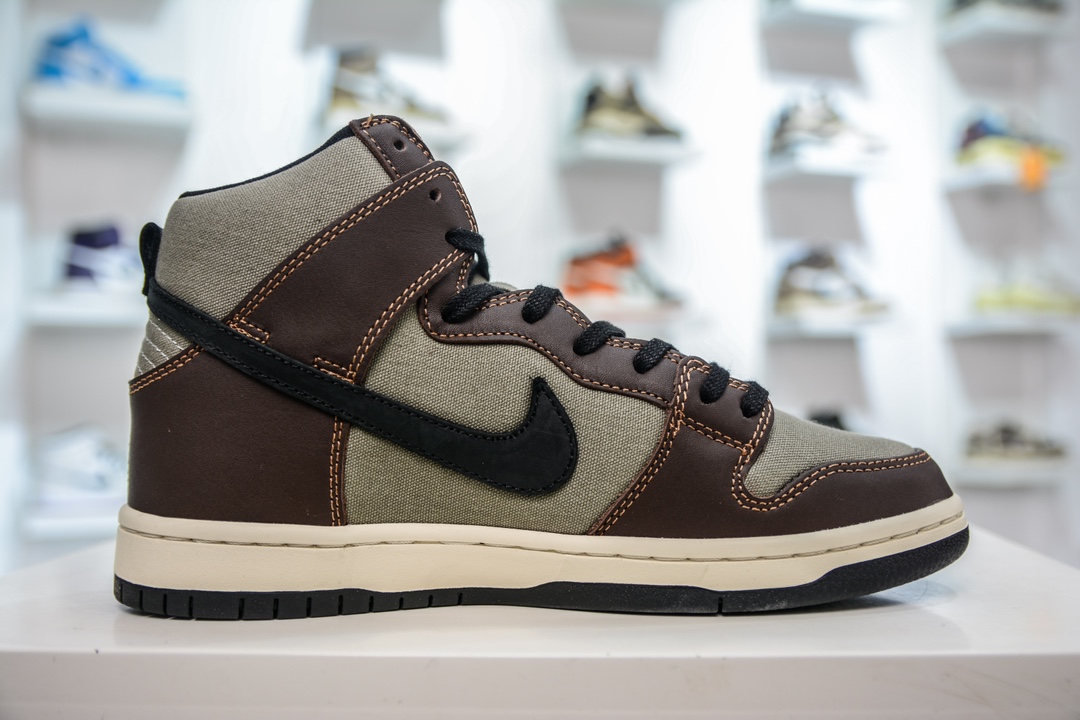 AY version of the original Nike Dunk SB High Pro ”Baroque Brown” lightweight, non-slip and wear-resistant BQ6826-201