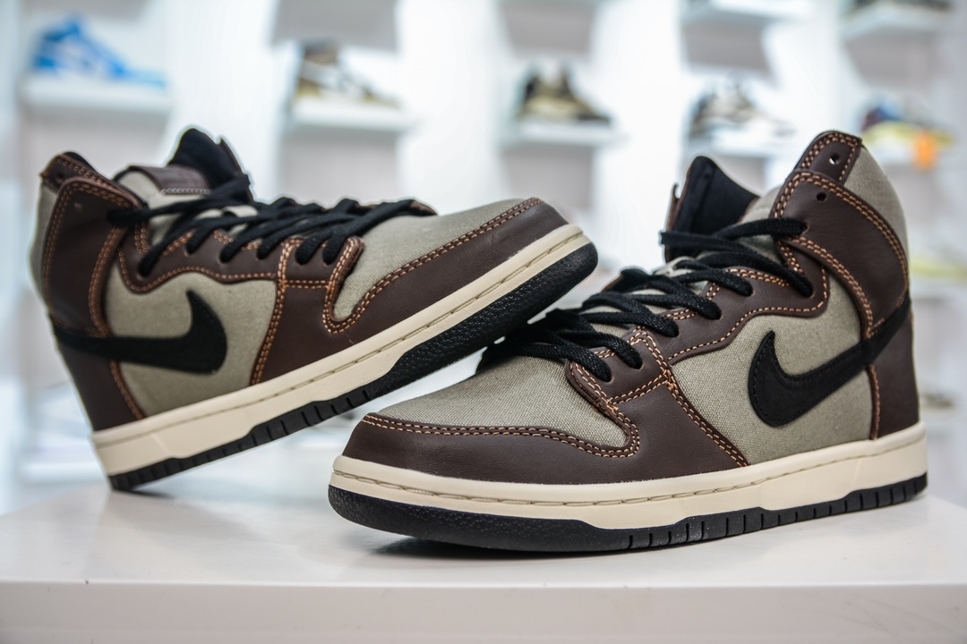 AY version of the original Nike Dunk SB High Pro ”Baroque Brown” lightweight, non-slip and wear-resistant BQ6826-201