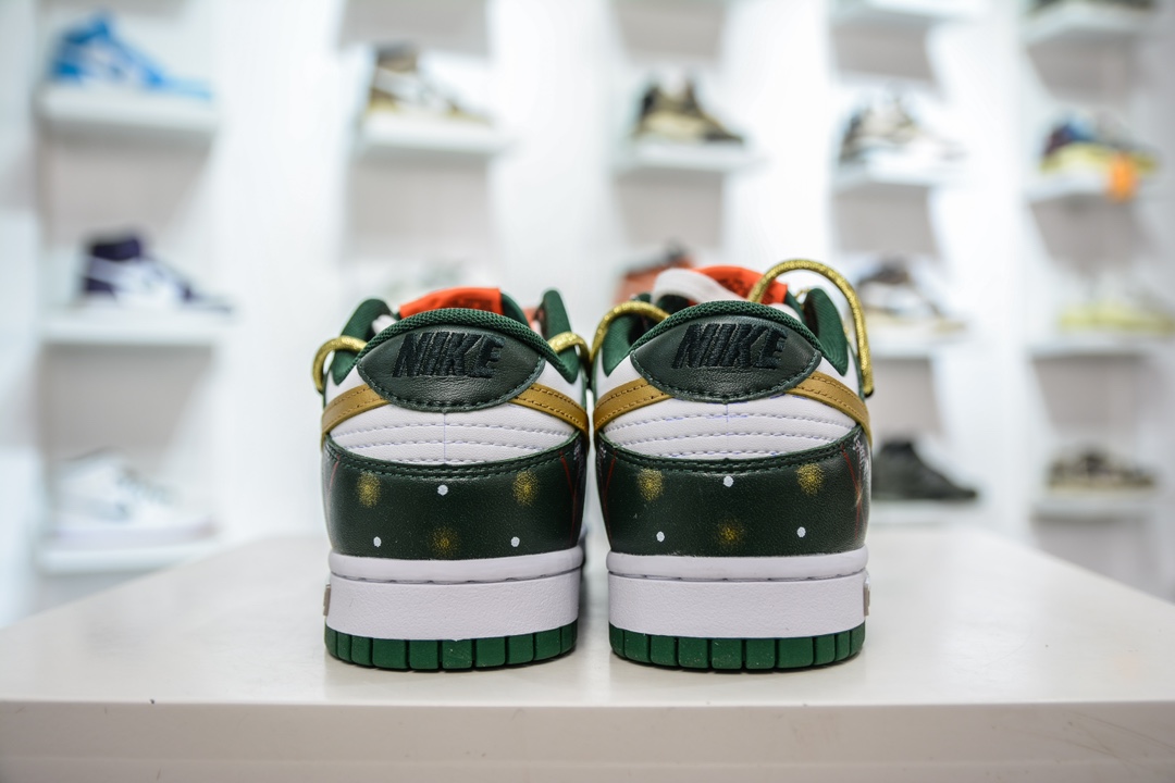 Nike Dunk Low Panda Prank-Christmas Christmas Tree Green and Yellow SB Lace-up Low-top Casual Sneakers DD1391-300