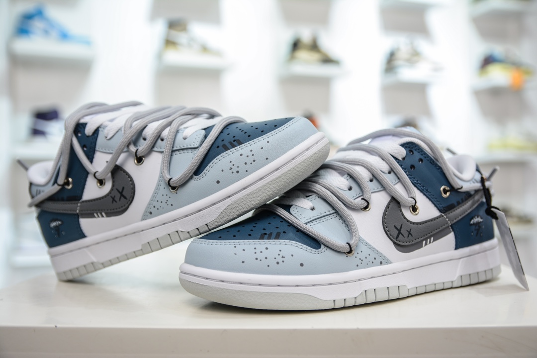 YC version of the original Nike Dunk Low Pure Platinum lazy weekend blue gray white DV0831-101