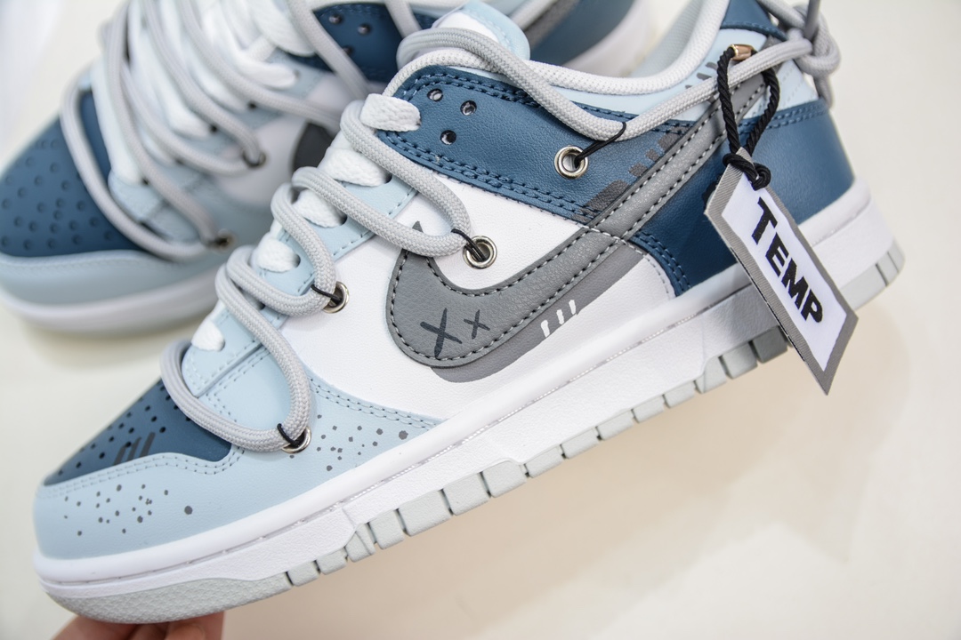 YC version of the original Nike Dunk Low Pure Platinum lazy weekend blue gray white DV0831-101