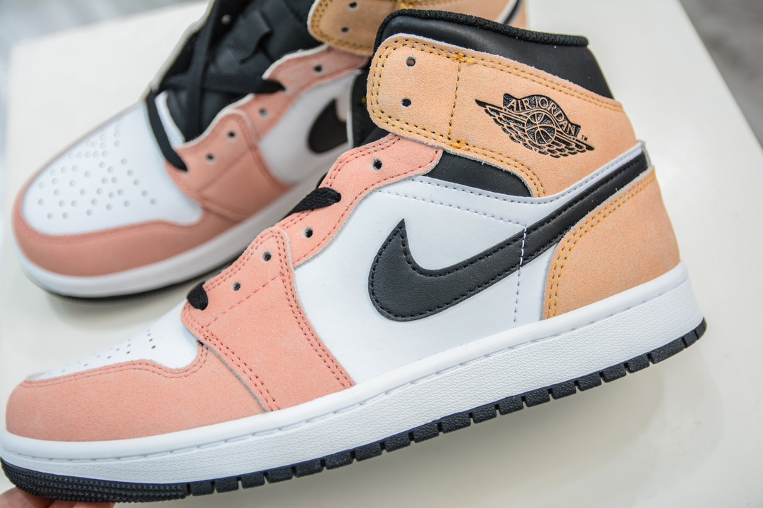 DT pure original Air Jordan AJ1 Mid mid-top nude pink and white DX4332-800