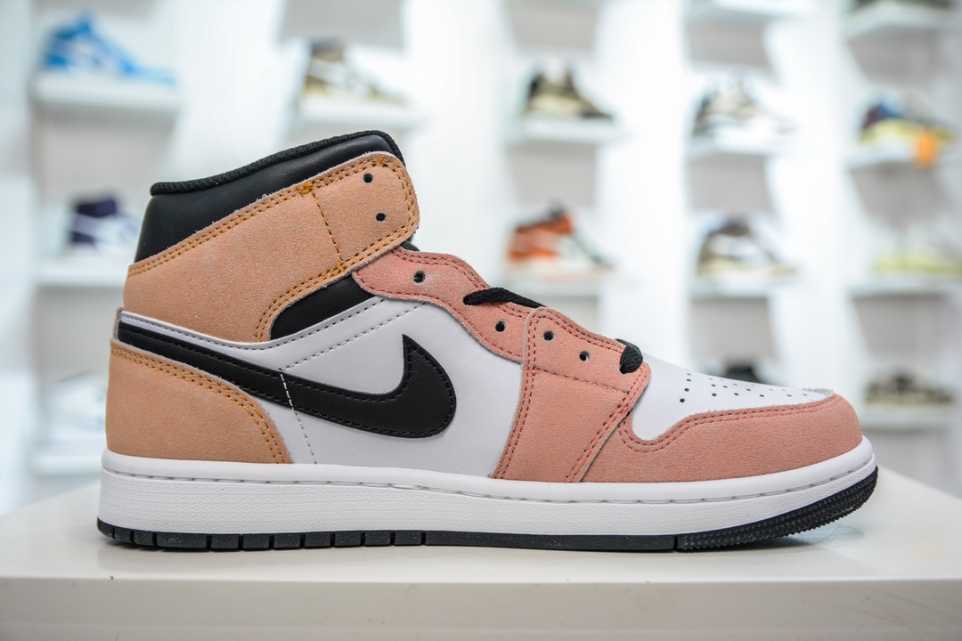 DT pure original Air Jordan AJ1 Mid mid-top nude pink and white DX4332-800