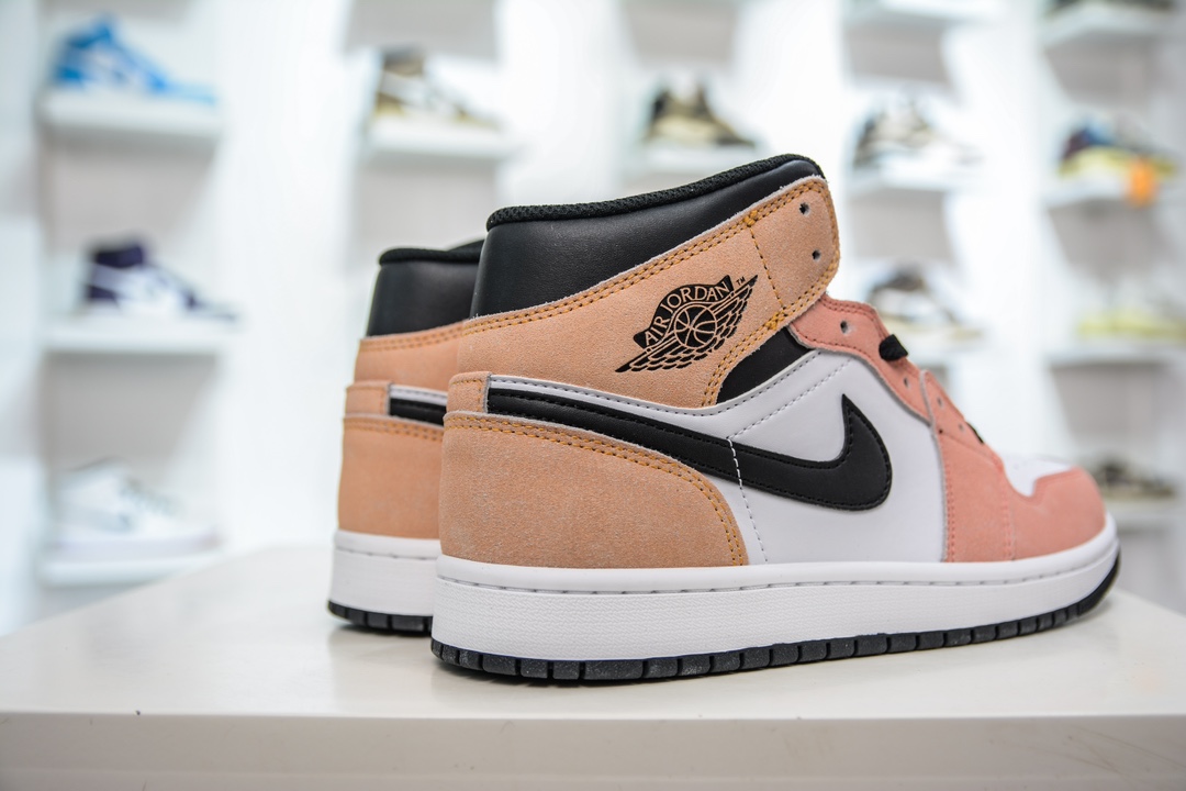 DT pure original Air Jordan AJ1 Mid mid-top nude pink and white DX4332-800