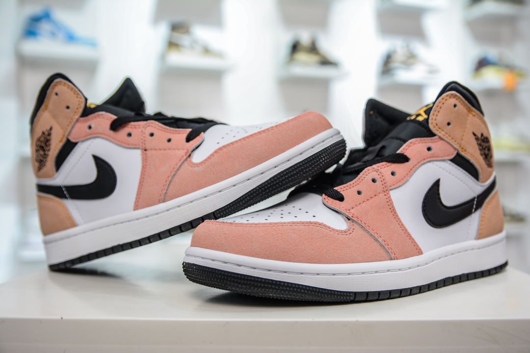 DT pure original Air Jordan AJ1 Mid mid-top nude pink and white DX4332-800