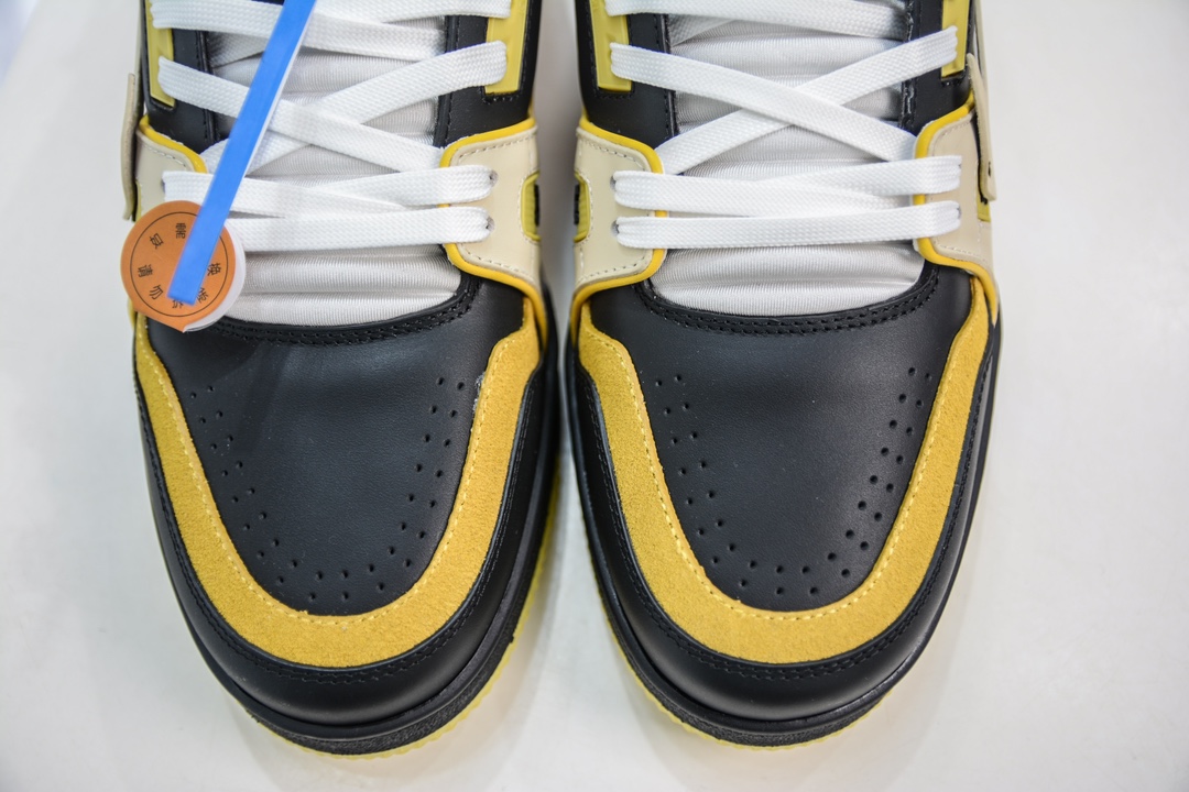 Pure original LV joint low-top sneakers black beige wax yellow