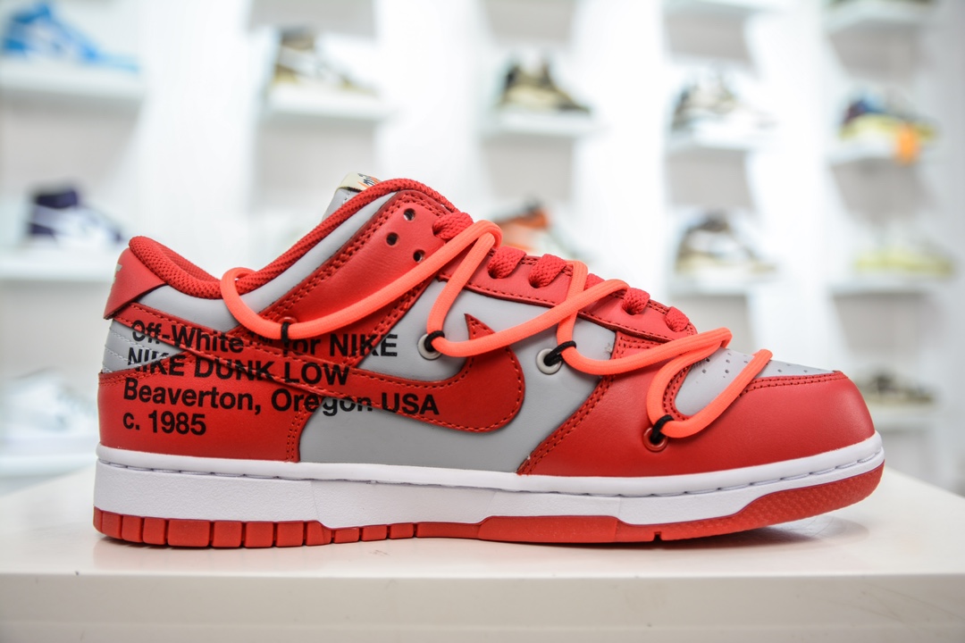 260 AY版纯原 Off-White x Nike Dunk Low LTHR OW 灰红 板鞋 CT0856-600