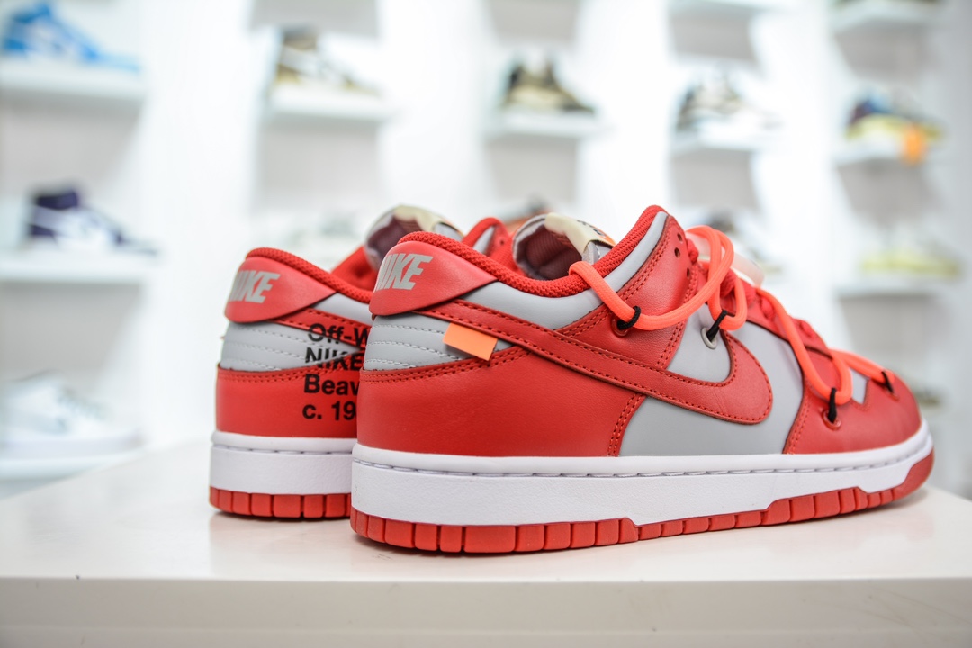 260 AY版纯原 Off-White x Nike Dunk Low LTHR OW 灰红 板鞋 CT0856-600