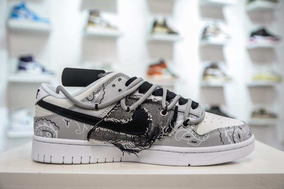 240 Nike Dunk Low 缝牛仔布 灰黑白  DJ6188-101