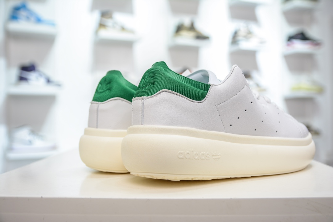 200 AD Originals Stan Smith PF”White Green”史密斯面包版系列低帮板鞋“皮革白绿尾” ID2786