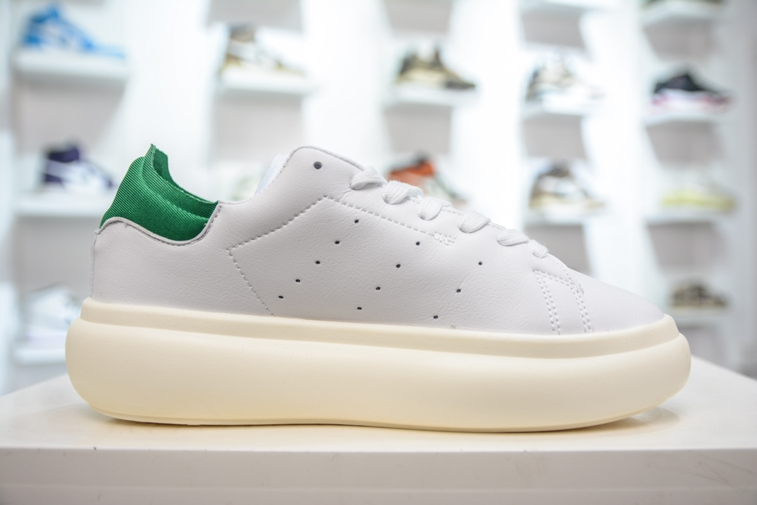 200 AD Originals Stan Smith PF”White Green”史密斯面包版系列低帮板鞋“皮革白绿尾” ID2786