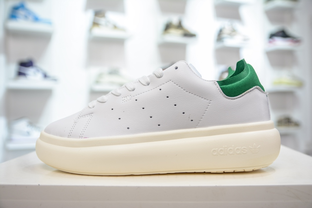 200 AD Originals Stan Smith PF”White Green”史密斯面包版系列低帮板鞋“皮革白绿尾” ID2786