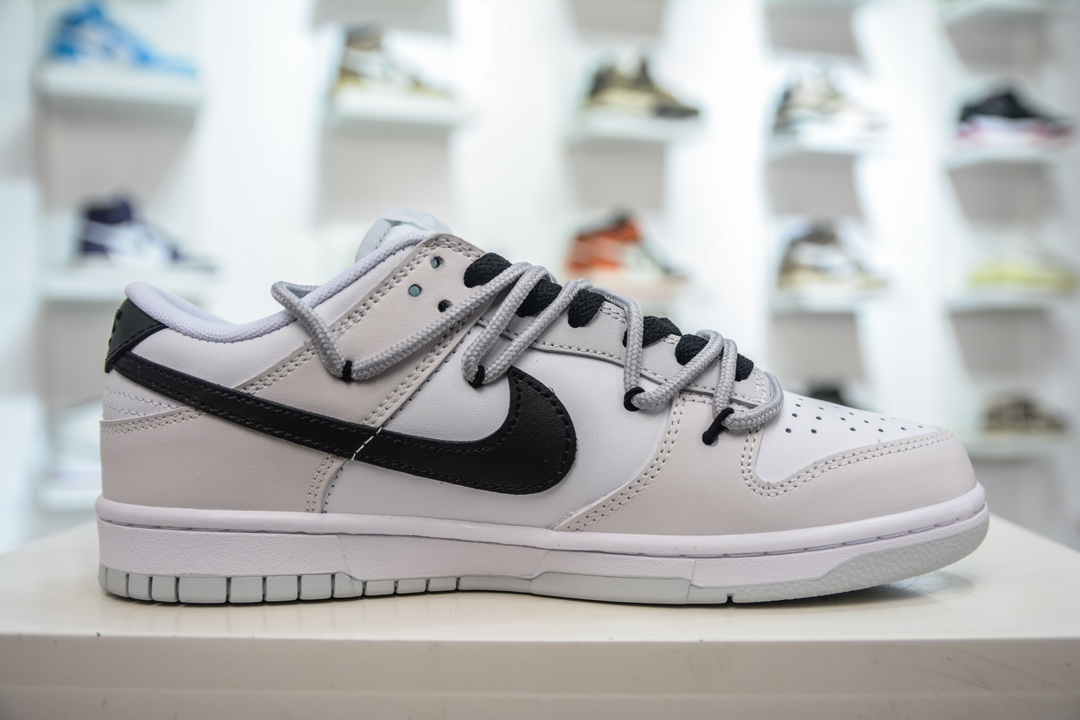 280 NK Dunk Low 客制款 白灰黑勾 低帮休闲板鞋 DV0831-101