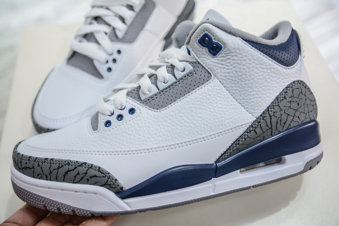 290 神版 Jordan Air Jordan 3 "Midnight Navy" 皮革 耐磨透气 中帮 复古篮球鞋  CT8532-140