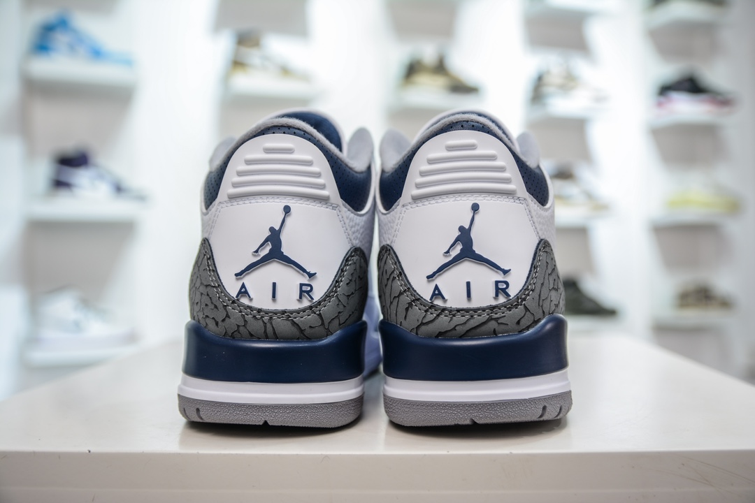 290 神版 Jordan Air Jordan 3 "Midnight Navy" 皮革 耐磨透气 中帮 复古篮球鞋  CT8532-140