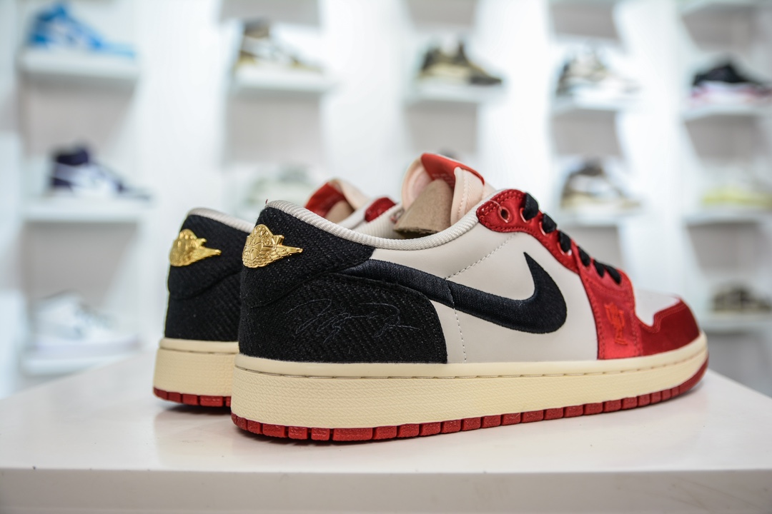 220 Trophy Room x Air Jordan AJ1 Low 低帮 乔丹之子联名白黑红 FN0432-100