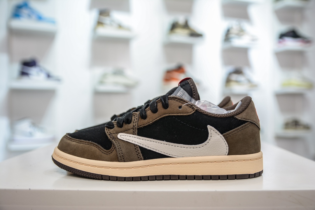 240 Q版纯原 Travis Scott x Air Jordan AJ1 Low OG TS联名倒钩低帮中童童鞋四色  CQ4277-001