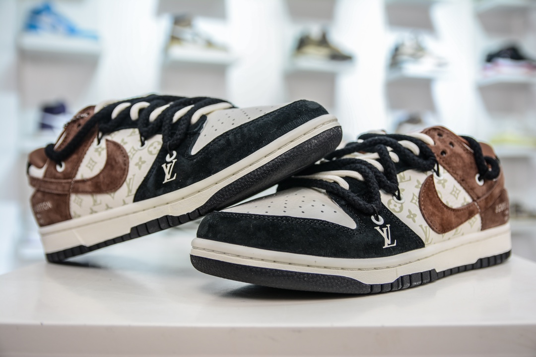 300 LV x Nike Dunk Low 黑棕拼接  SJ2068-233