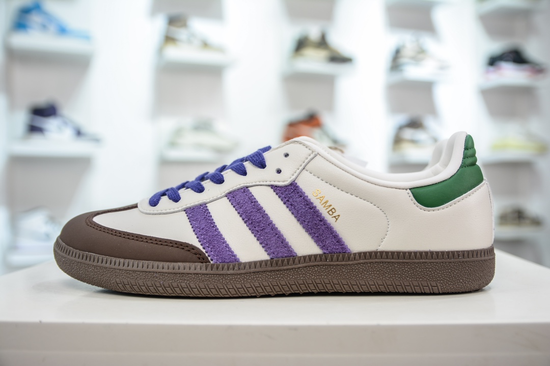 200 阿迪达斯Adidas originals Gazelle Indoor 棕紫绿色 ID8349