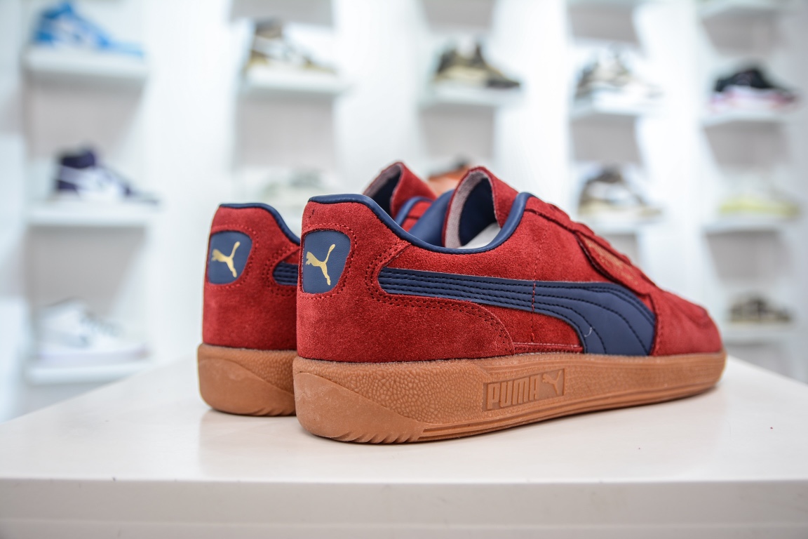 140 彪马PUMA Palermo Leather 巴勒莫系列低帮德板鞋“皮革酒红深蓝生胶底” 397643-09