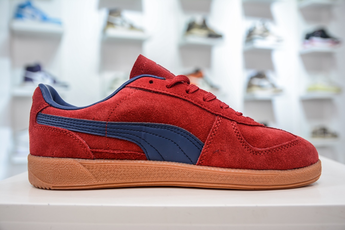 140 彪马PUMA Palermo Leather 巴勒莫系列低帮德板鞋“皮革酒红深蓝生胶底” 397643-09