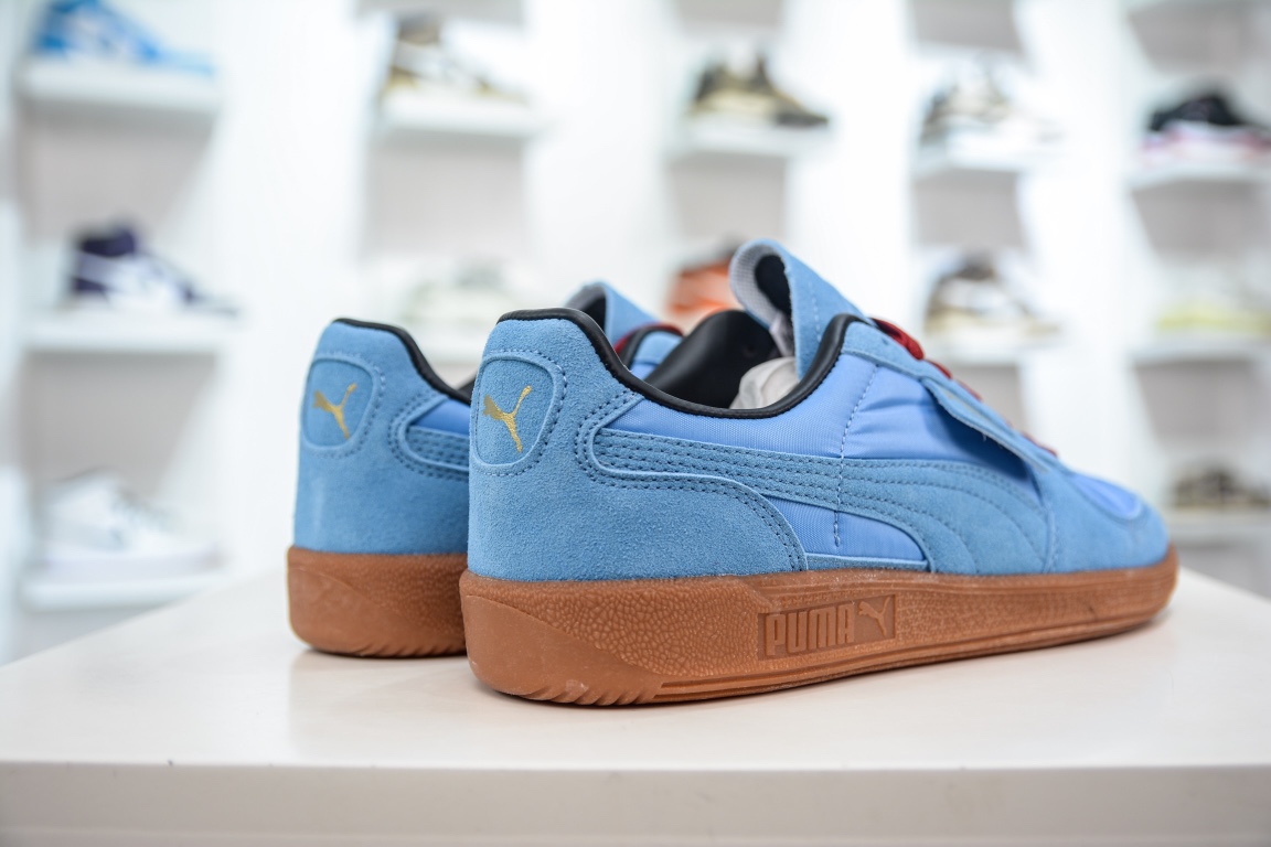 140 彪马PUMA Palermo Leather 巴勒莫系列低帮德训板鞋“皮革天空蓝生胶底” 308238