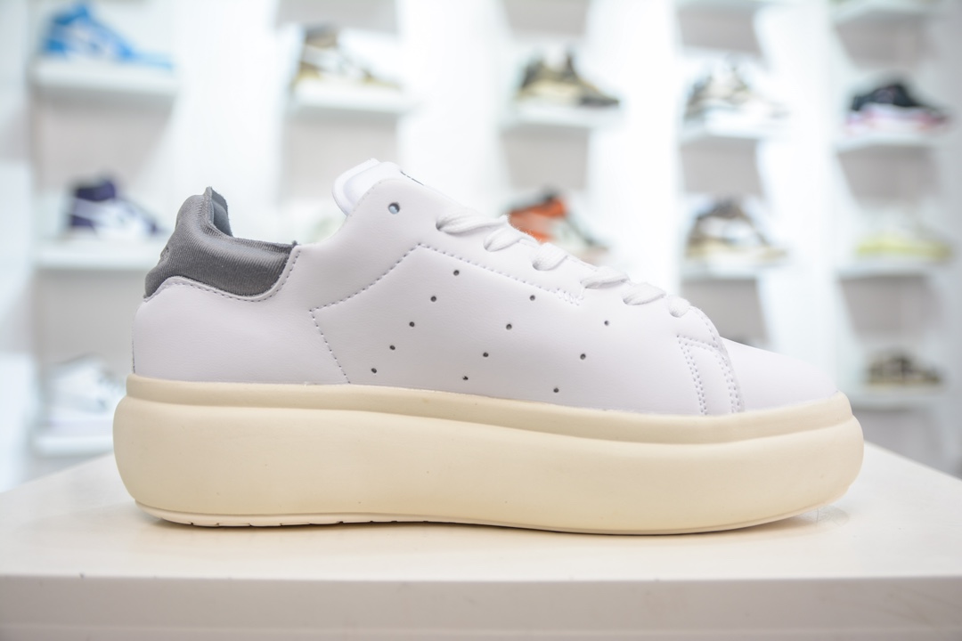 170 AD Originals Stan Smith PE史密斯面包版系列低帮板鞋“皮革白灰尾” ID3741