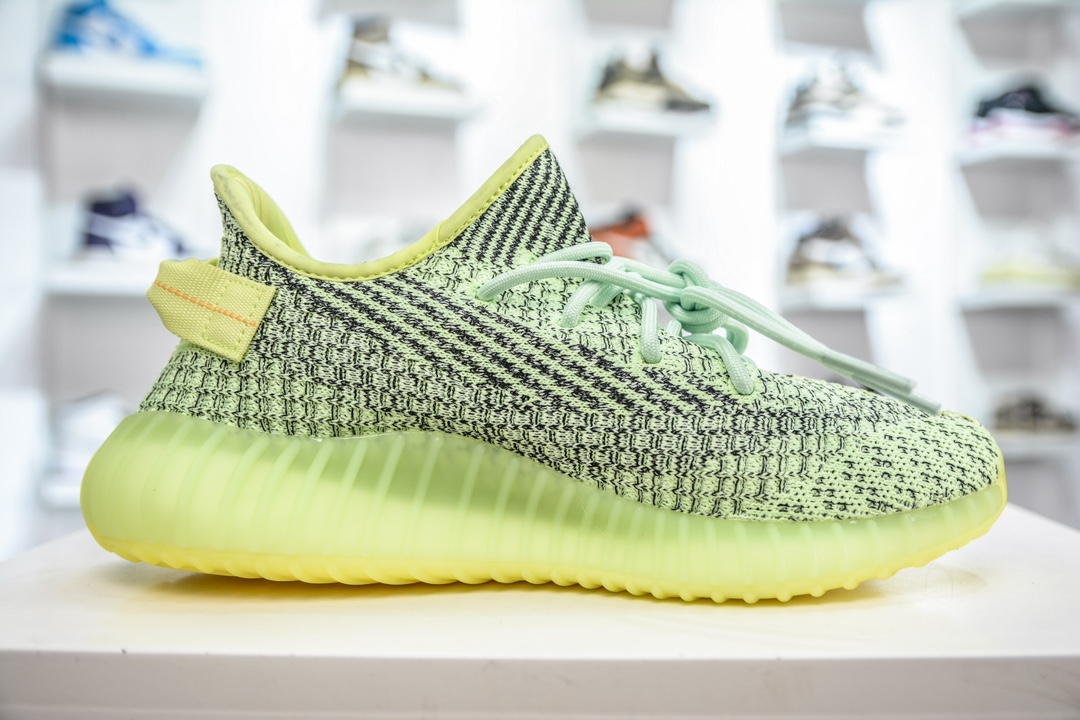 180 私人订单出货 纯原最佳平替版本 Adidas Yeezy Boost 350V2 "Yeezreel Reflective" 夜光绿 FX4130