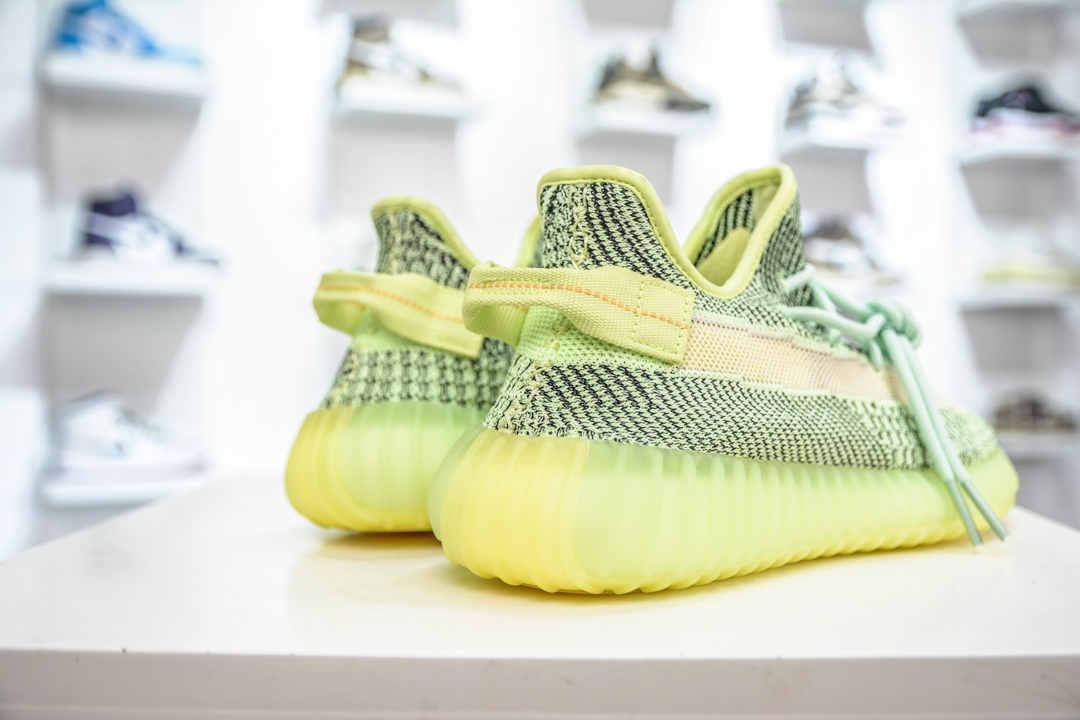 180 私人订单出货 纯原最佳平替版本 Adidas Yeezy Boost 350V2 "Yeezreel Reflective" 夜光绿 FX4130