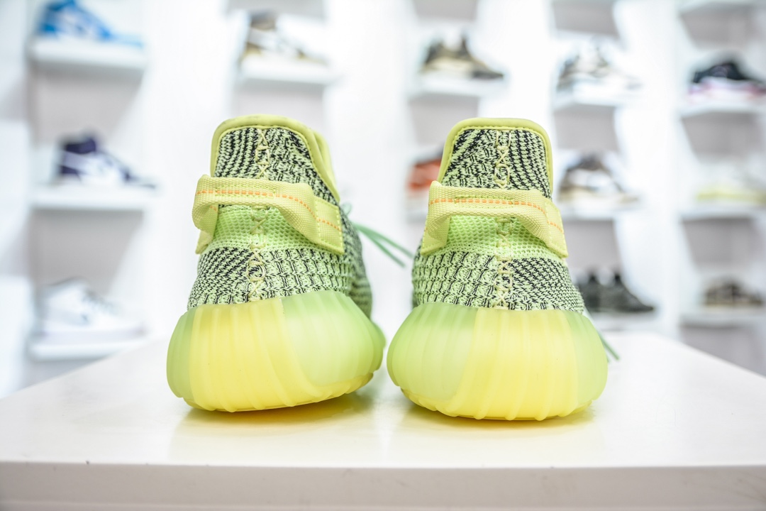 180 私人订单出货 纯原最佳平替版本 Adidas Yeezy Boost 350V2 "Yeezreel Reflective" 夜光绿 FX4130