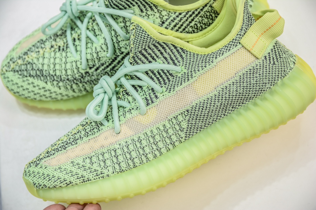 180 私人订单出货 纯原最佳平替版本 Adidas Yeezy Boost 350V2 "Yeezreel Reflective" 夜光绿 FX4130