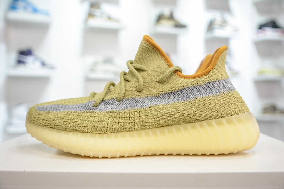 180 私人订单出货 纯原最佳平替版本 Adidas Yeezy Boost 350V2 ”Marsh” 沼泽黄侧透满天星 FX9034