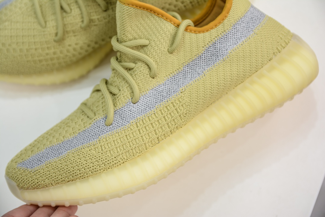 180 私人订单出货 纯原最佳平替版本 Adidas Yeezy Boost 350V2 ”Marsh” 沼泽黄侧透满天星 FX9034