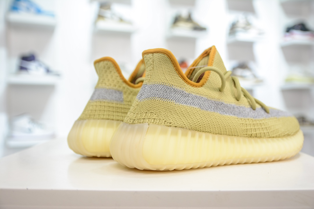 180 私人订单出货 纯原最佳平替版本 Adidas Yeezy Boost 350V2 ”Marsh” 沼泽黄侧透满天星 FX9034