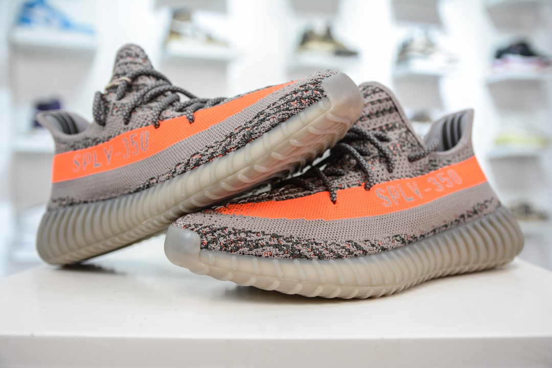 180 私人订单出货 纯原最佳平替版本 Adidas Yeezy Boost 350V2 ”Beluga Reflective” 灰橙2.0 满天星 GW1229
